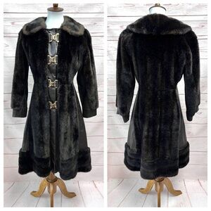 Vintage Russian Princess Leather Faux Fur Corset Coat